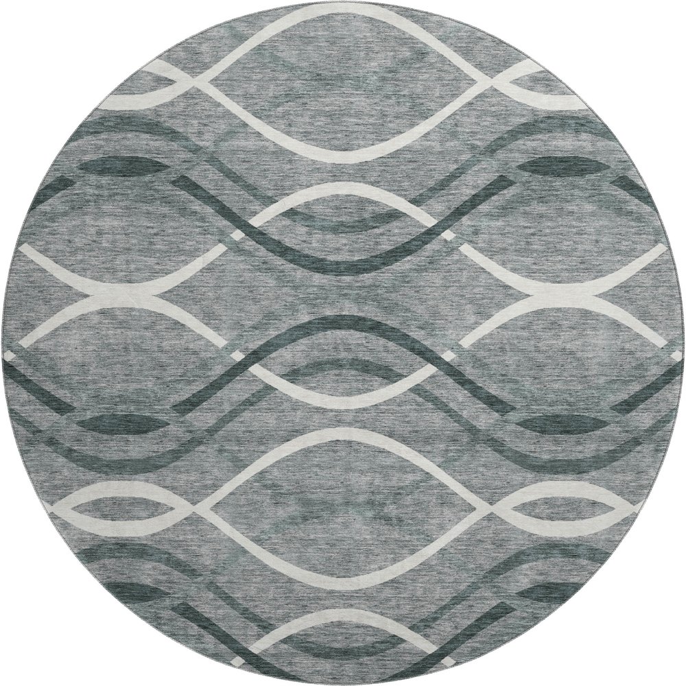 Premium Machine Washable Mayfield AMF757 Gray 8' x 8' Round Rug. Picture 1