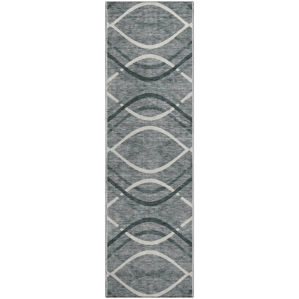 Premium Machine Washable Mayfield AMF757 Gray 2'3" x 7'6" Runner Rug. Picture 1