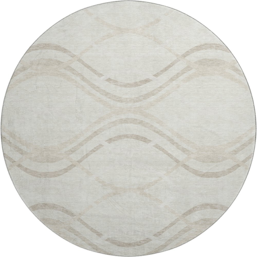 Premium Machine Washable Mayfield AMF757 Ivory 8' x 8' Round Rug. Picture 1