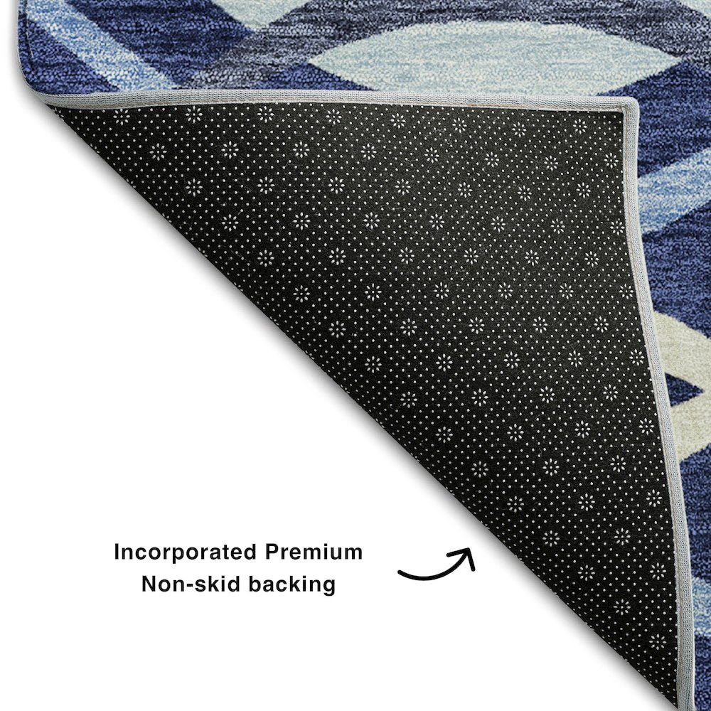 Premium Machine Washable Mayfield AMF757 Navy 1'8" x 2'6" Rug. Picture 2