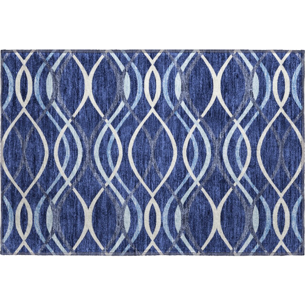 Premium Machine Washable Mayfield AMF757 Navy 1'8" x 2'6" Rug. Picture 1
