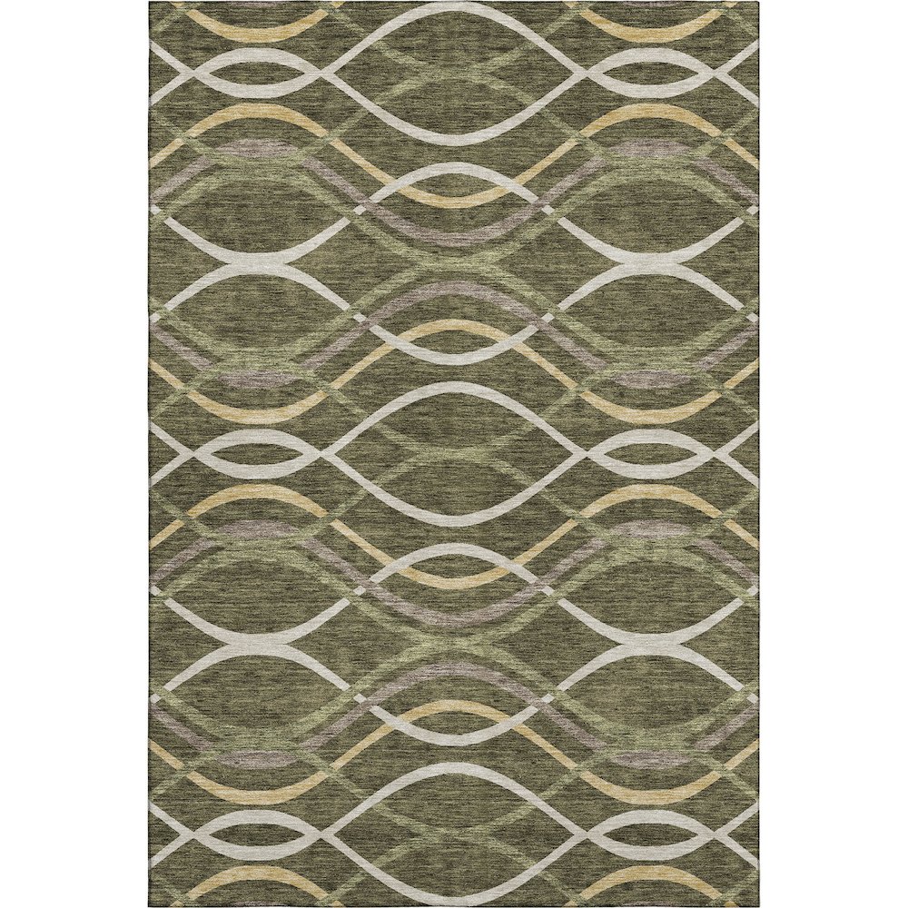 Premium Machine Washable Mayfield AMF757 Olive 2'6" x 3'10" Rug. Picture 1