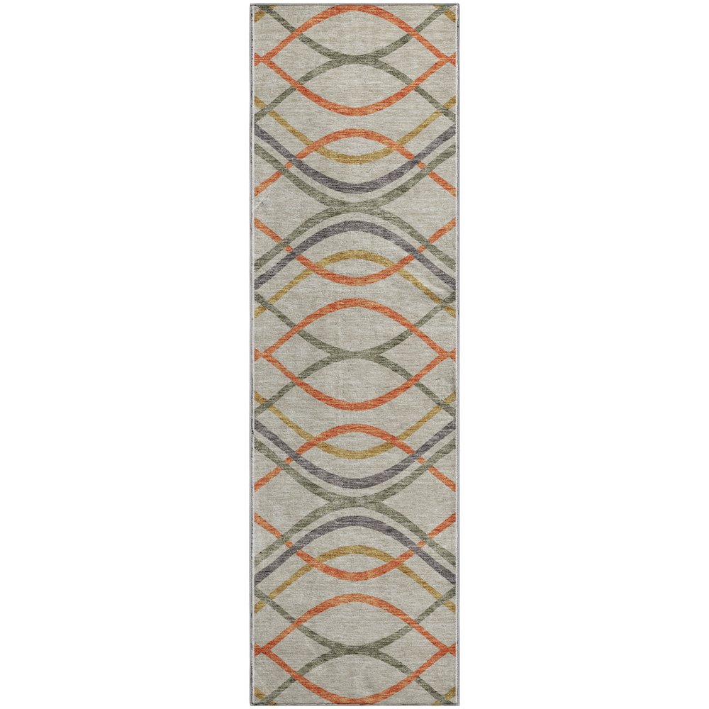Premium Machine Washable Mayfield AMF757 Orange 2'3" x 7'6" Runner Rug. Picture 1