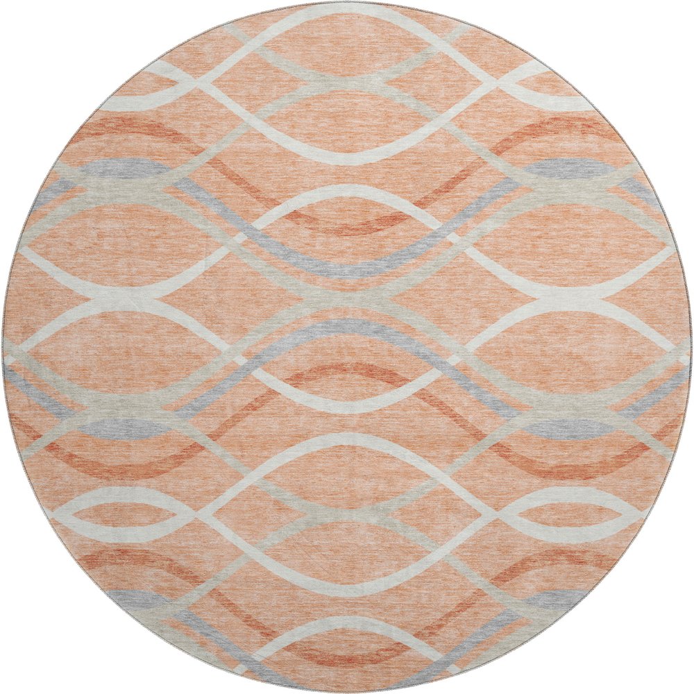 Premium Machine Washable Mayfield AMF757 Peach 8' x 8' Round Rug. Picture 1