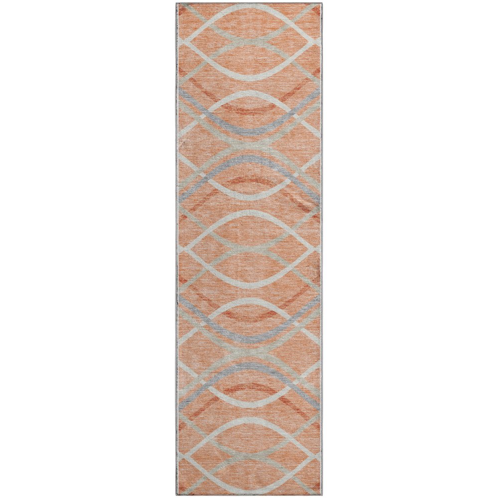 Premium Machine Washable Mayfield AMF757 Peach 2'3" x 7'6" Runner Rug. Picture 1