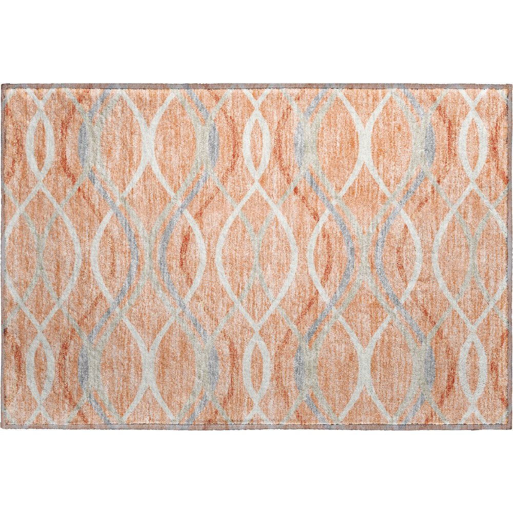 Premium Machine Washable Mayfield AMF757 Peach 1'8" x 2'6" Rug. Picture 1