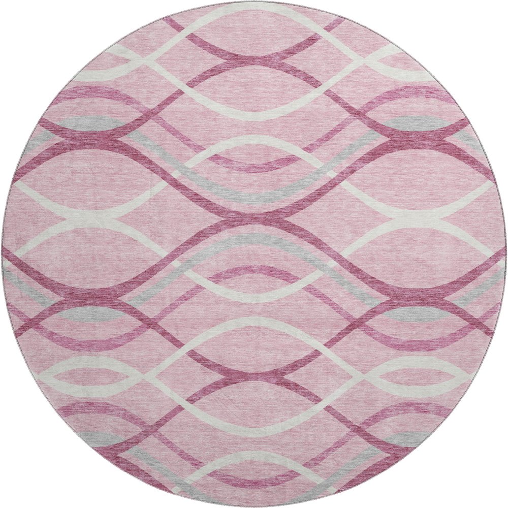 Premium Machine Washable Mayfield AMF757 Pink 8' x 8' Round Rug. Picture 1