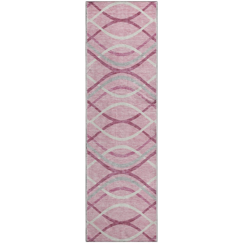 Premium Machine Washable Mayfield AMF757 Pink 2'3" x 7'6" Runner Rug. Picture 1
