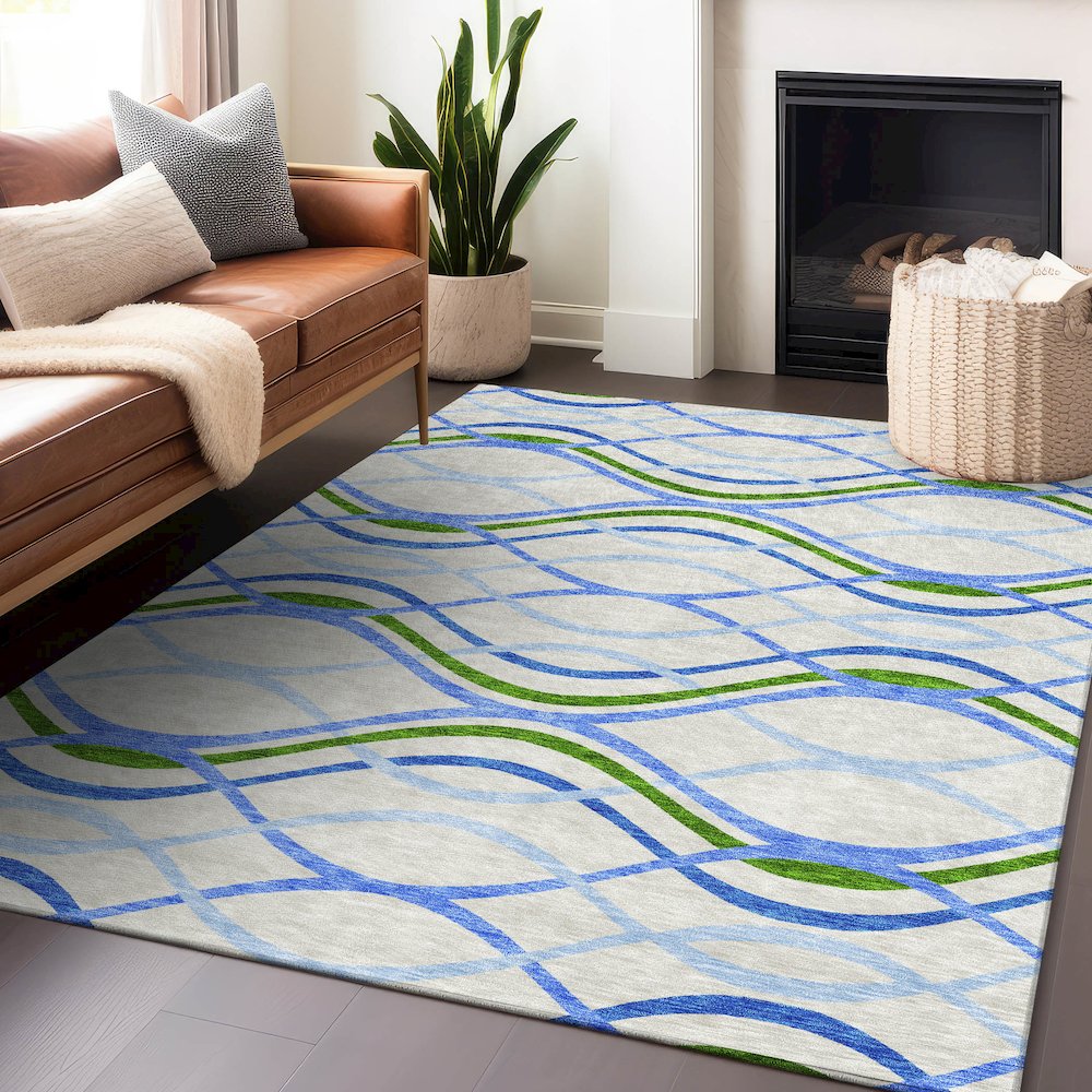 Premium Machine Washable Mayfield AMF757 Sky 2'6" x 3'10" Rug. Picture 6