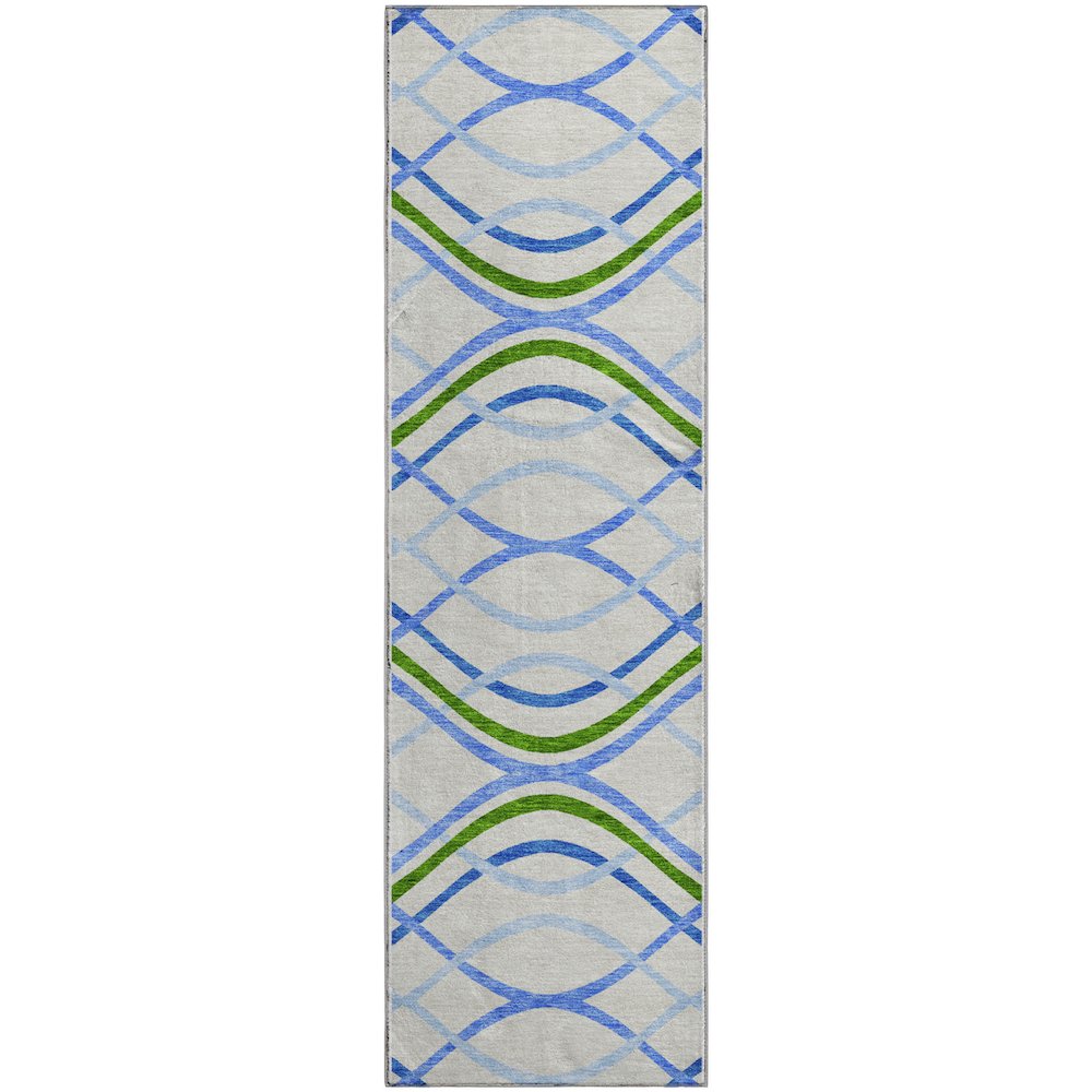 Premium Machine Washable Mayfield AMF757 Sky 2'3" x 7'6" Runner Rug. Picture 1