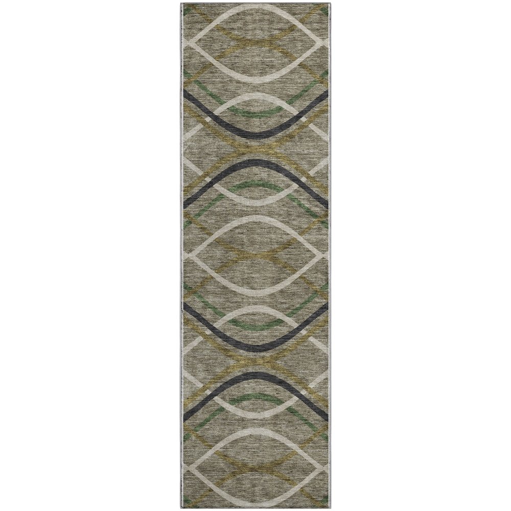 Premium Machine Washable Mayfield AMF757 Taupe 2'3" x 7'6" Runner Rug. Picture 1