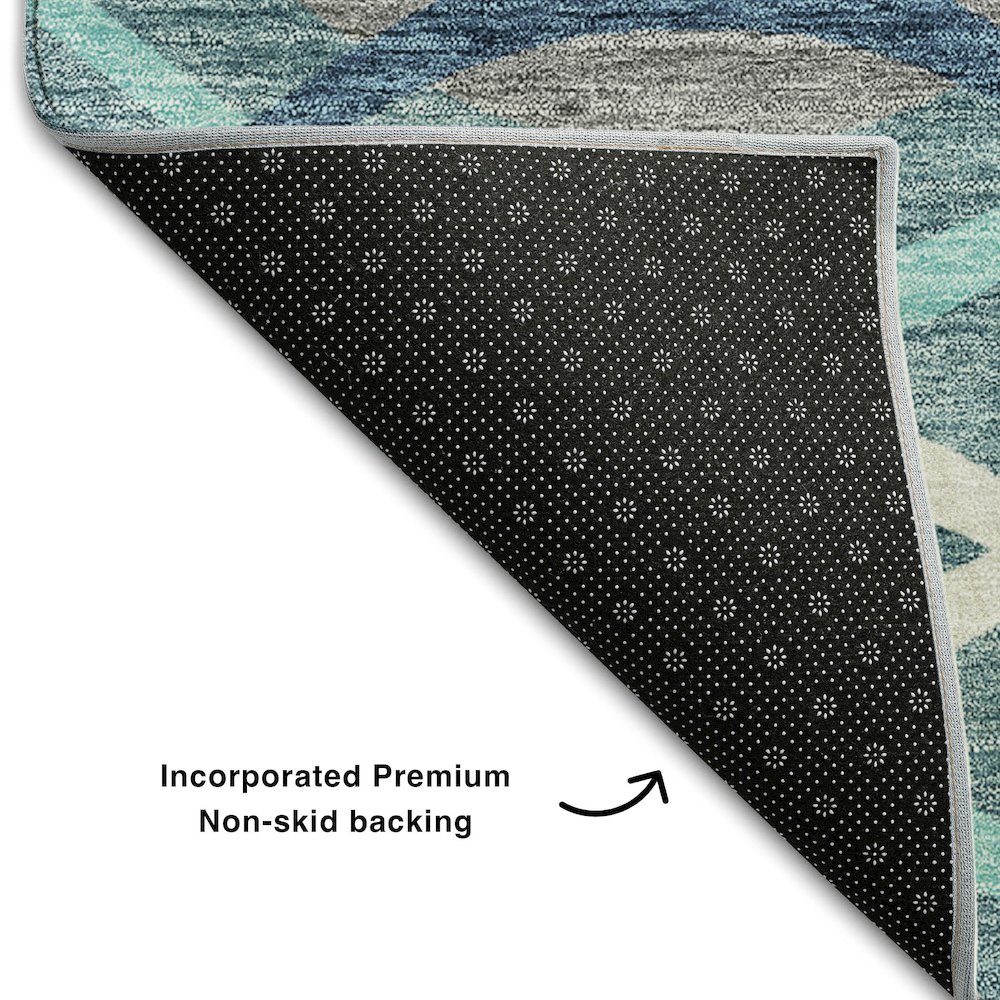 Premium Machine Washable Mayfield AMF757 Teal 1'8" x 2'6" Rug. Picture 2