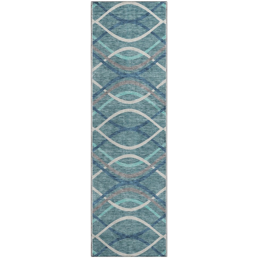 Premium Machine Washable Mayfield AMF757 Teal 2'3" x 7'6" Runner Rug. Picture 1