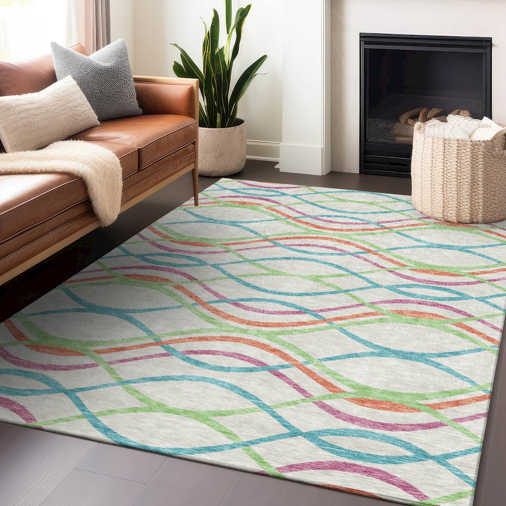 Premium Machine Washable Mayfield AMF757 White 2'6" x 3'10" Rug. Picture 6