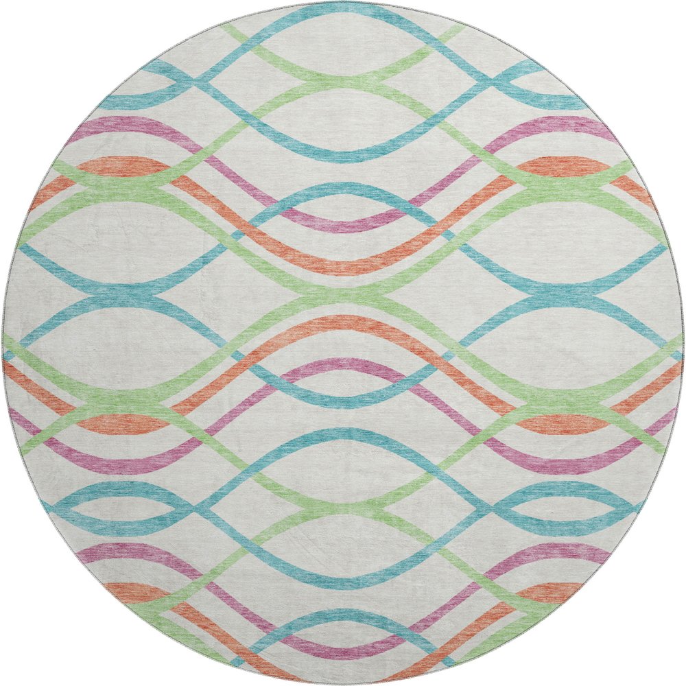 Premium Machine Washable Mayfield AMF757 White 8' x 8' Round Rug. Picture 1