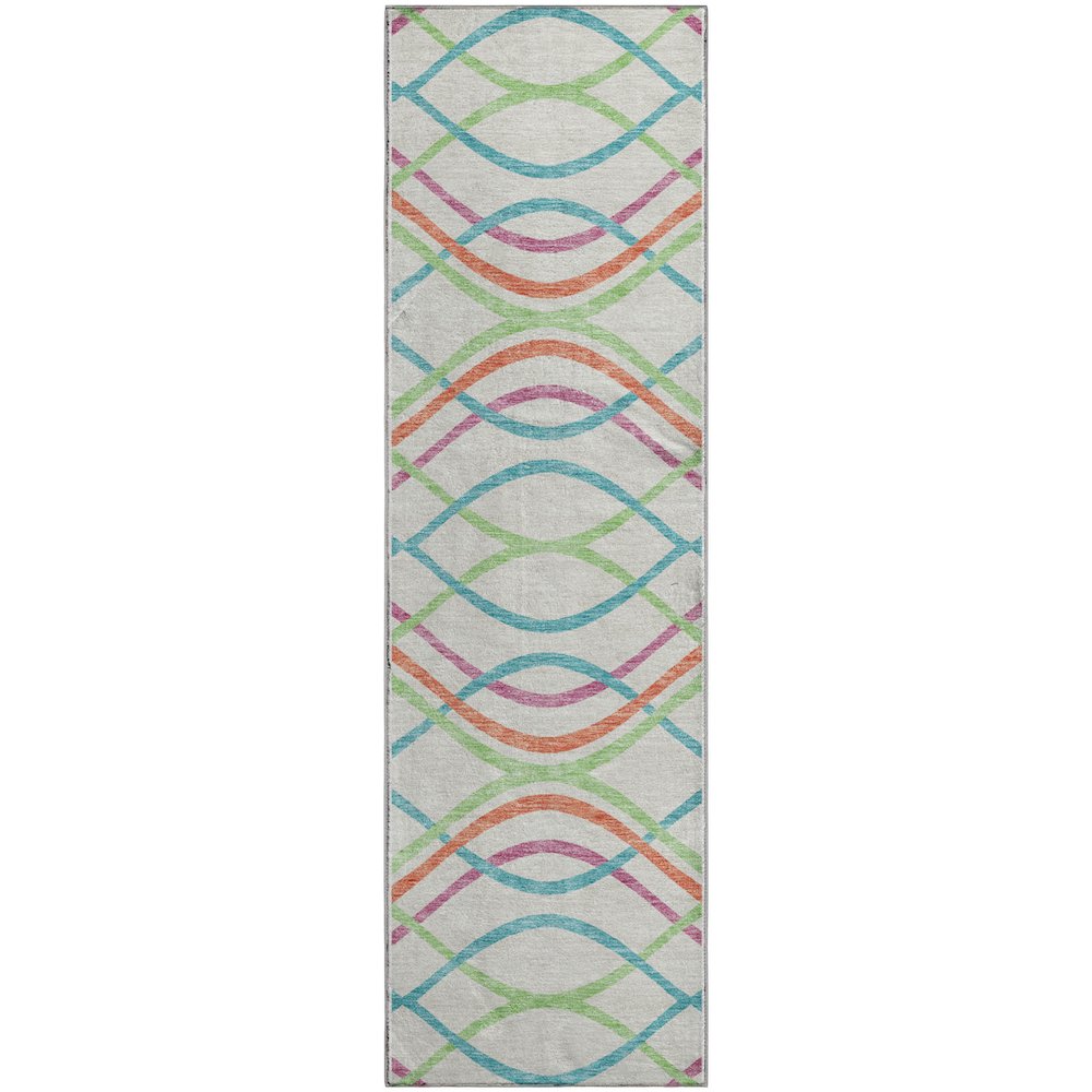 Premium Machine Washable Mayfield AMF757 White 2'3" x 7'6" Runner Rug. Picture 1