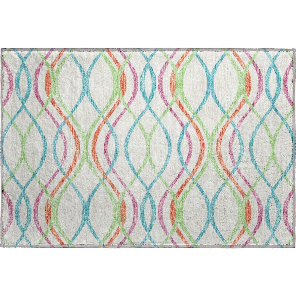 Premium Machine Washable Mayfield AMF757 White 1'8" x 2'6" Rug. Picture 1