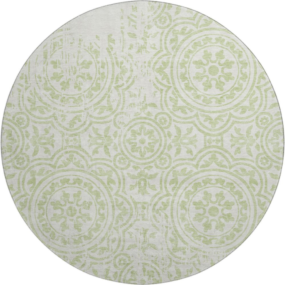 Premium Machine Washable Mayfield AMF758 Aloe 8' x 8' Round Rug. Picture 1