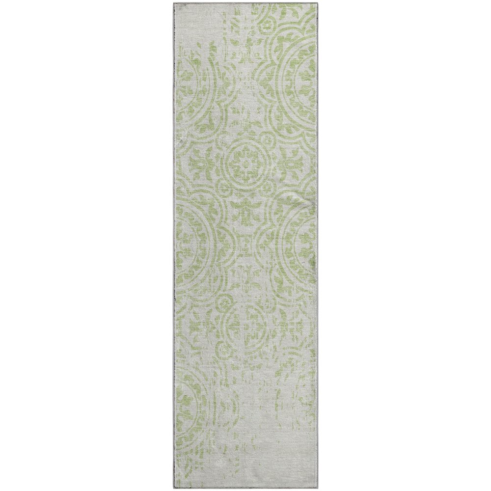 Premium Machine Washable Mayfield AMF758 Aloe 2'3" x 7'6" Runner Rug. Picture 1