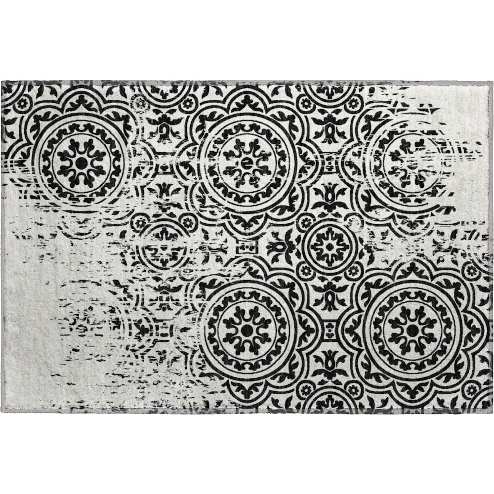 Premium Machine Washable Mayfield AMF758 Black 1'8" x 2'6" Rug. Picture 1