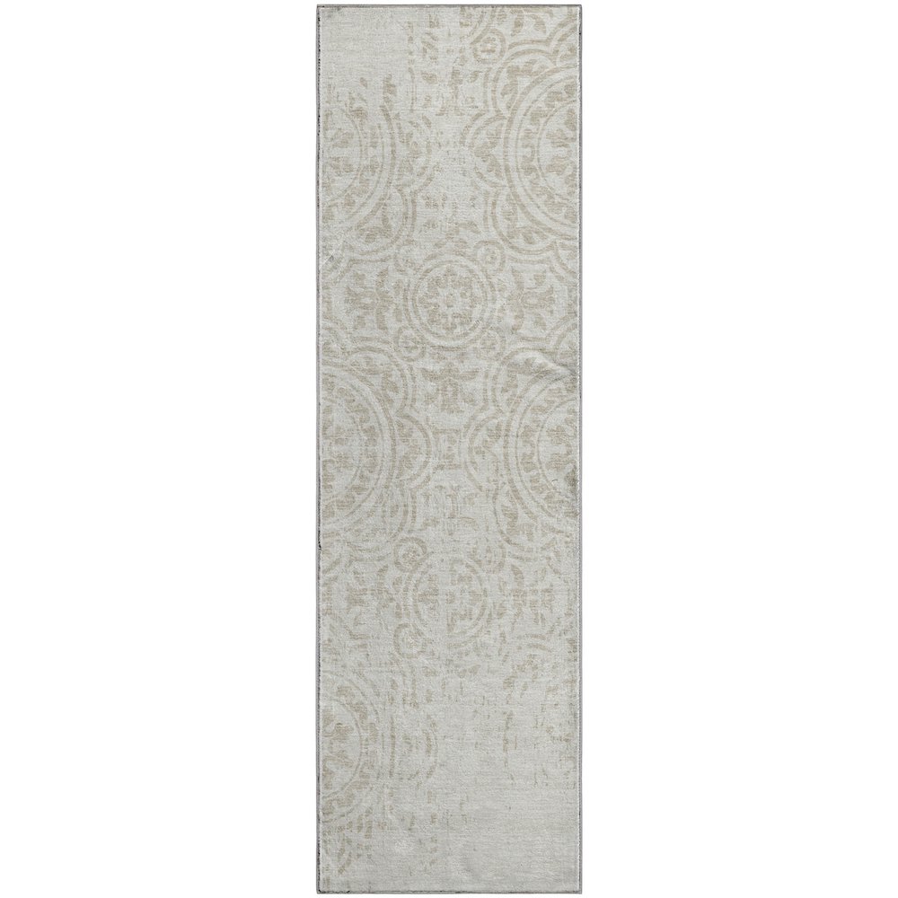 Premium Machine Washable Mayfield AMF758 Ivory 2'3" x 7'6" Runner Rug. Picture 1