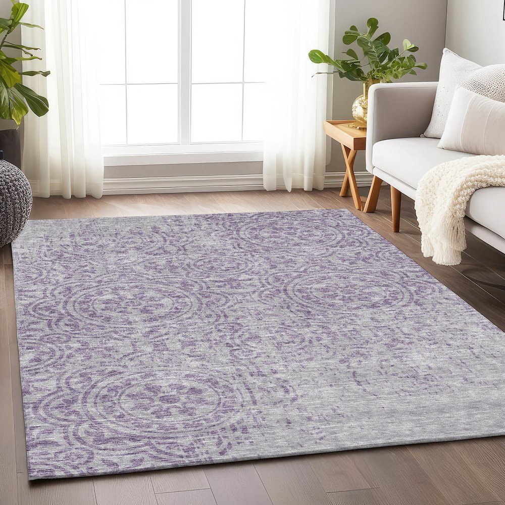Premium Machine Washable Mayfield AMF758 Lavender 2'6" x 3'10" Rug. Picture 5