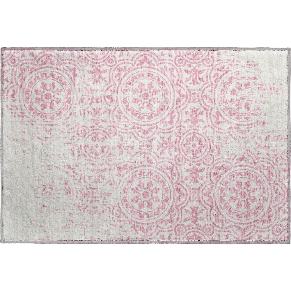 Premium Machine Washable Mayfield AMF758 Pink 1'8" x 2'6" Rug. Picture 1