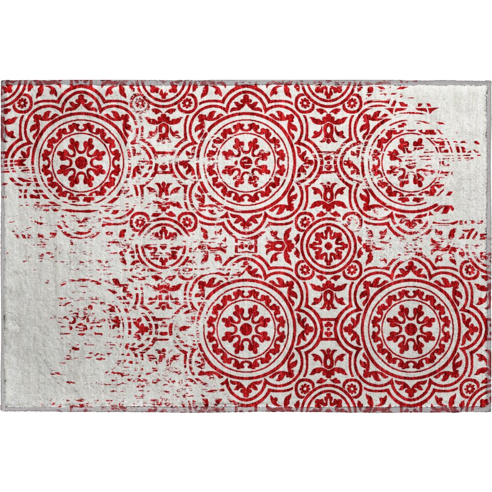 Premium Machine Washable Mayfield AMF758 Red 1'8" x 2'6" Rug. Picture 1