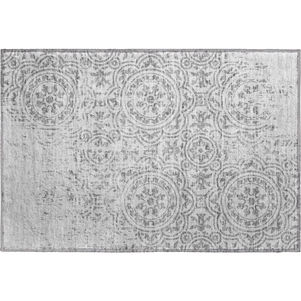 Premium Machine Washable Mayfield AMF758 Silver 1'8" x 2'6" Rug. Picture 1