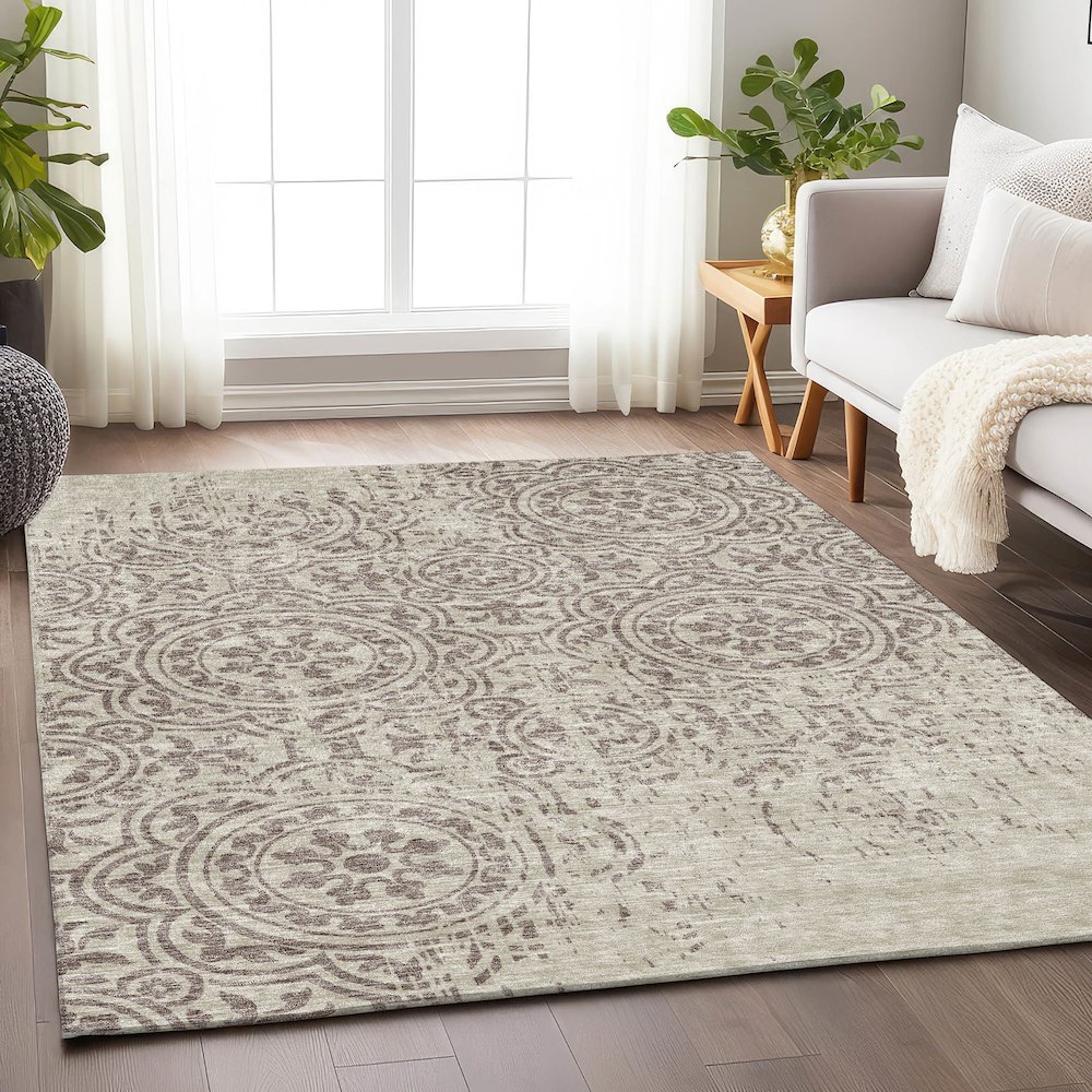 Premium Machine Washable Mayfield AMF758 Taupe 2'6" x 3'10" Rug. Picture 5