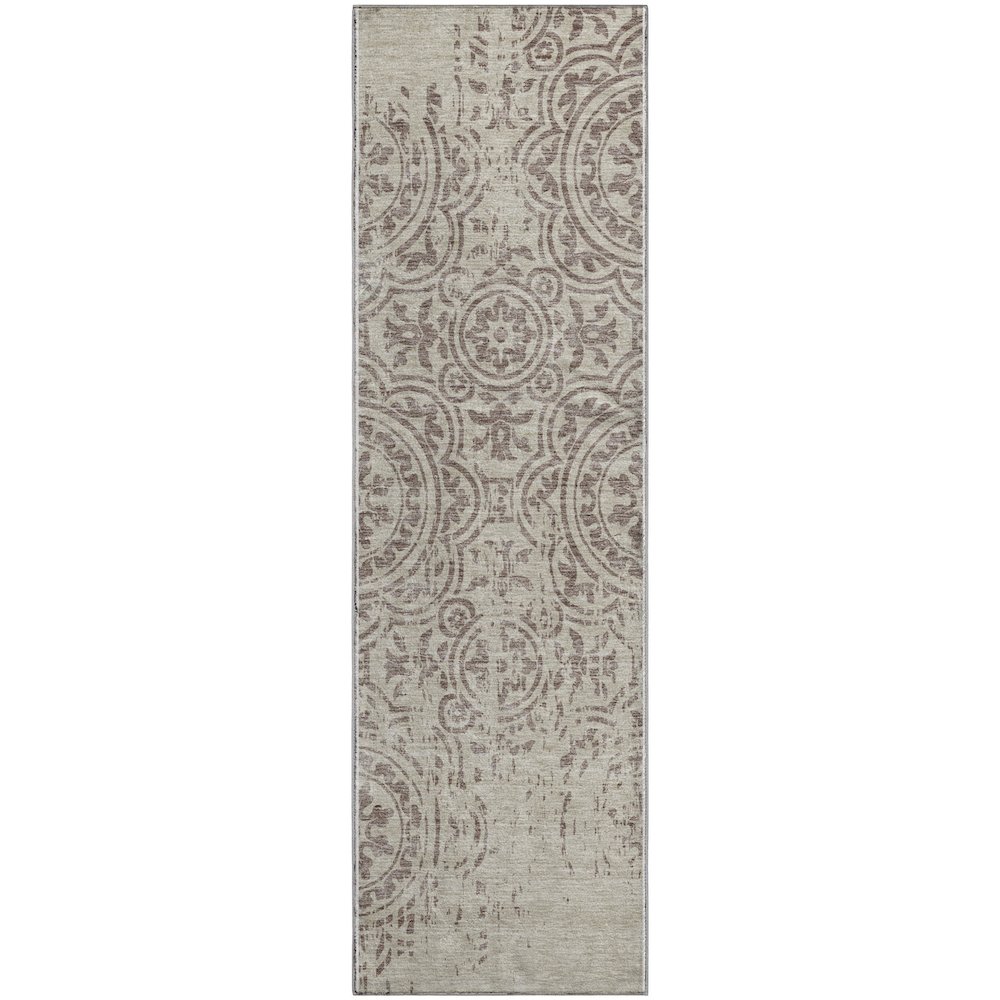 Premium Machine Washable Mayfield AMF758 Taupe 2'3" x 7'6" Runner Rug. Picture 1