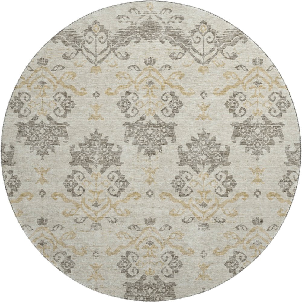 Premium Machine Washable Mayfield AMF759 Beige 8' x 8' Round Rug. Picture 1