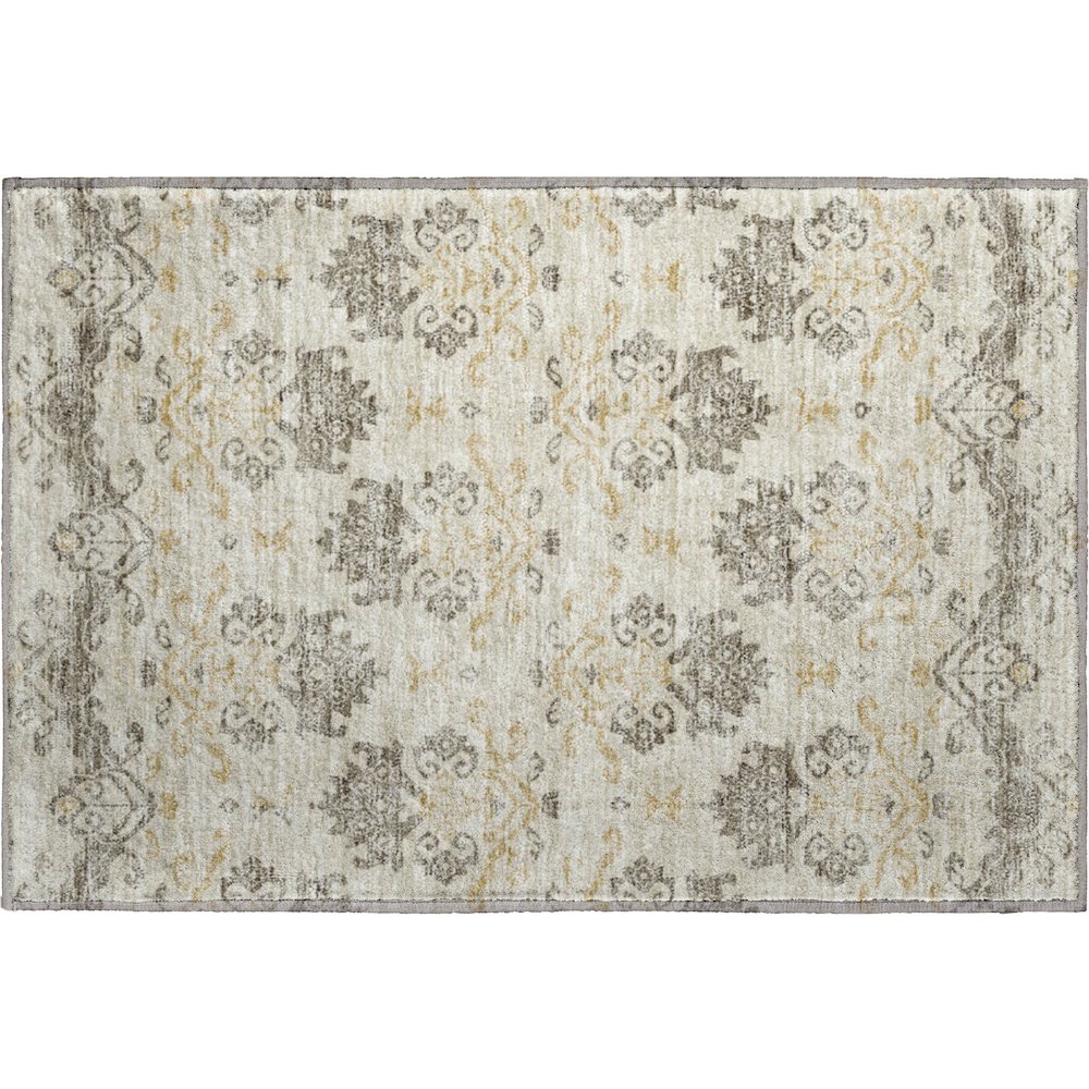 Premium Machine Washable Mayfield AMF759 Beige 1'8" x 2'6" Rug. Picture 1