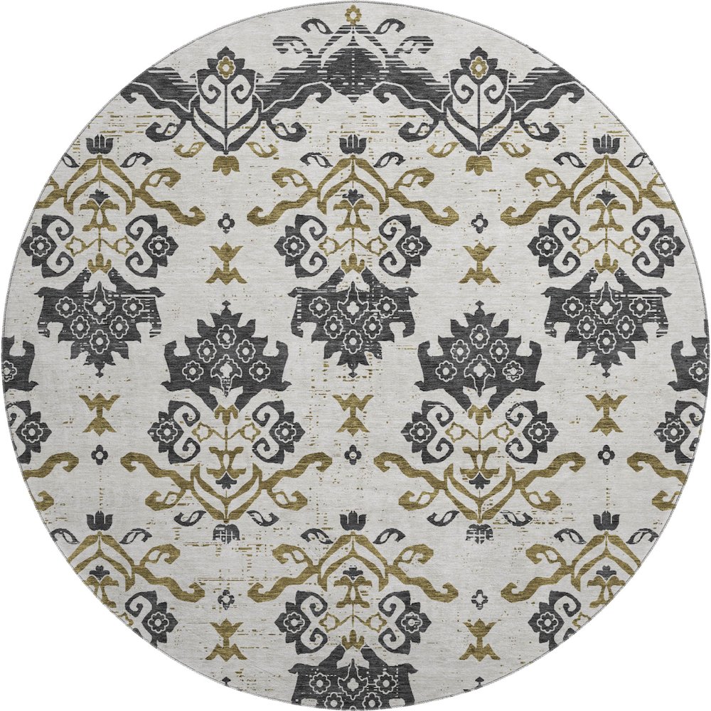 Premium Machine Washable Mayfield AMF759 Black 8' x 8' Round Rug. Picture 1