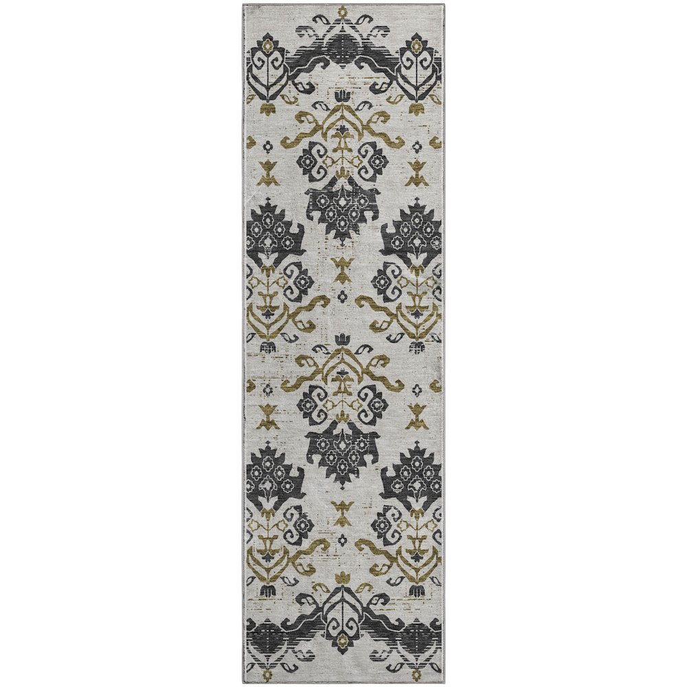 Premium Machine Washable Mayfield AMF759 Black 2'3" x 7'6" Runner Rug. Picture 1