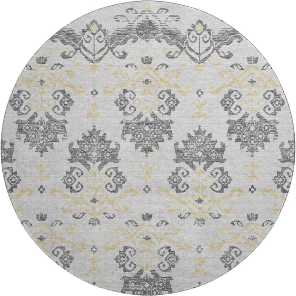 Premium Machine Washable Mayfield AMF759 Charcoal 8' x 8' Round Rug. Picture 1