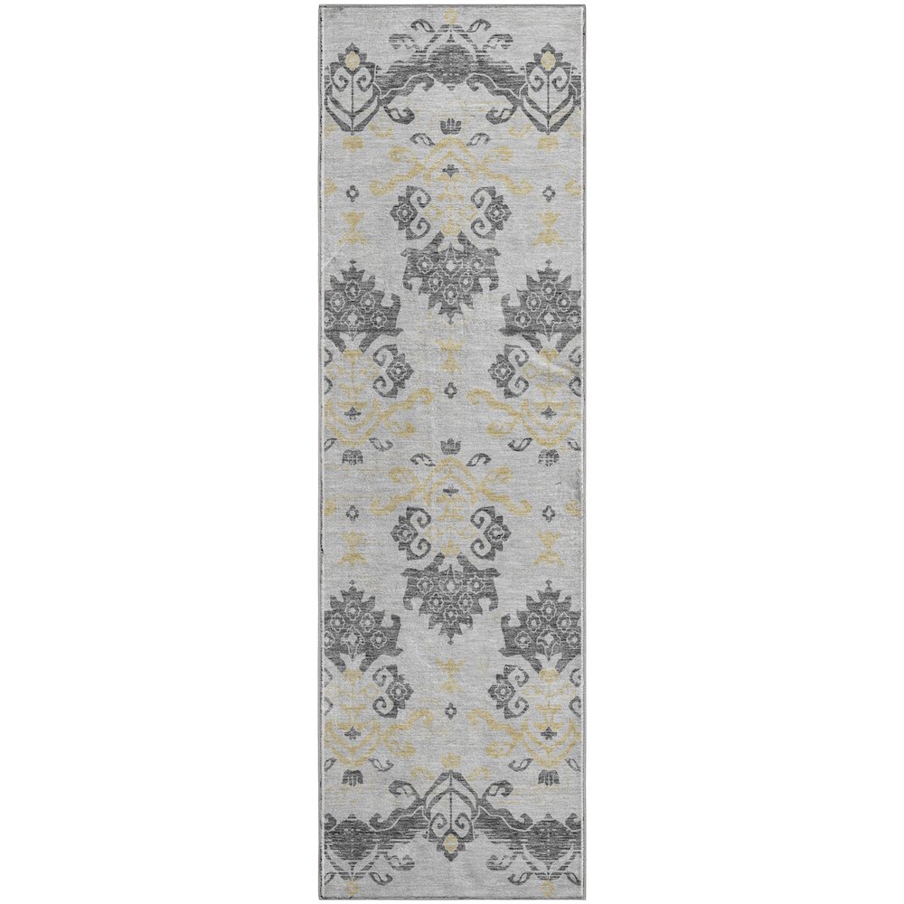Premium Machine Washable Mayfield AMF759 Charcoal 2'3" x 7'6" Runner Rug. Picture 1
