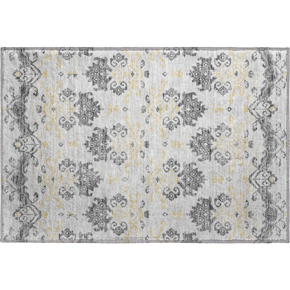 Premium Machine Washable Mayfield AMF759 Charcoal 1'8" x 2'6" Rug. Picture 1