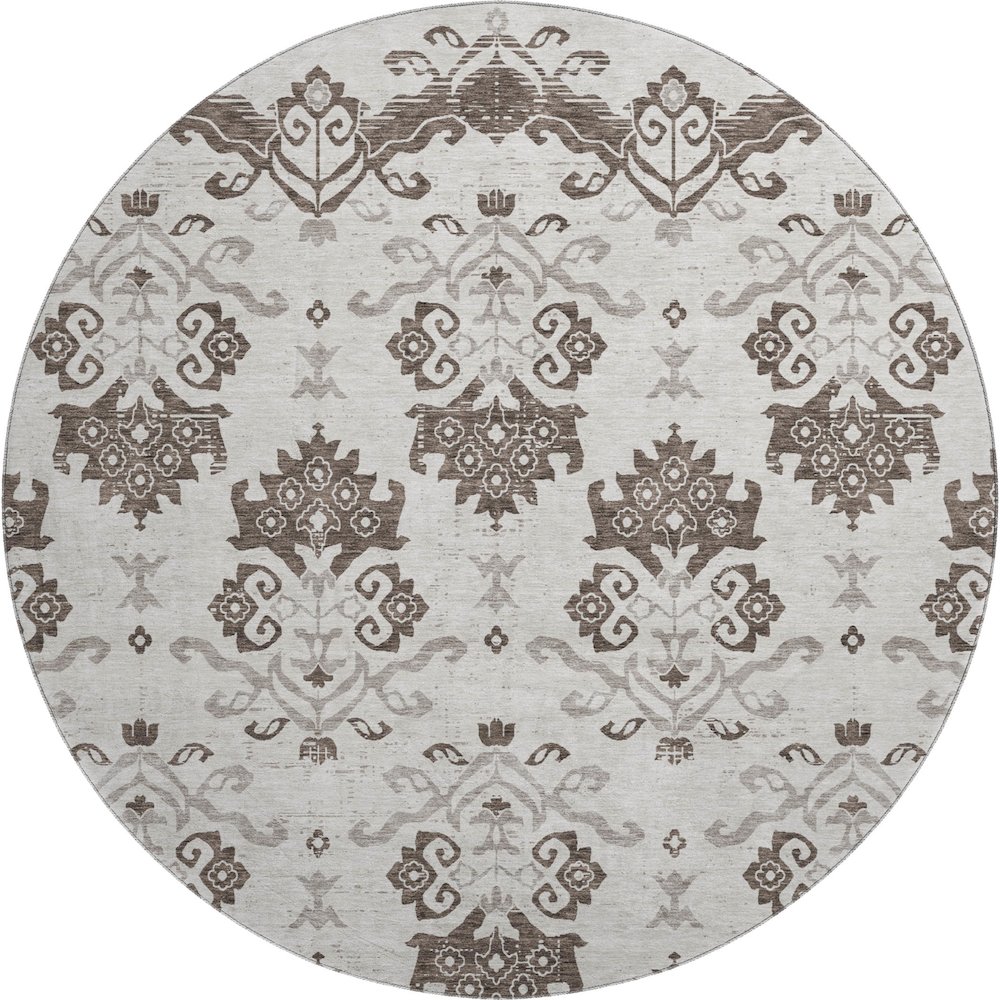 Premium Machine Washable Mayfield AMF759 Chocolate 8' x 8' Round Rug. Picture 1