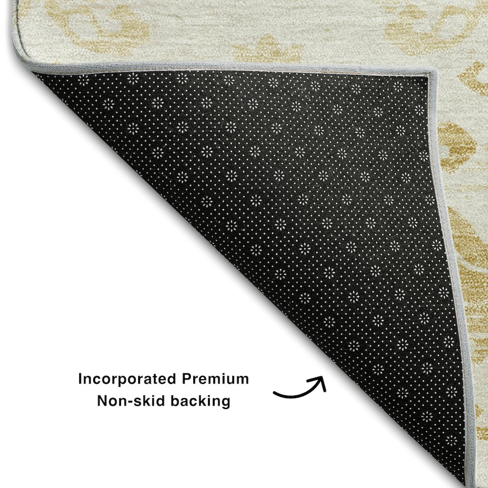 Premium Machine Washable Mayfield AMF759 Gold 1'8" x 2'6" Rug. Picture 2