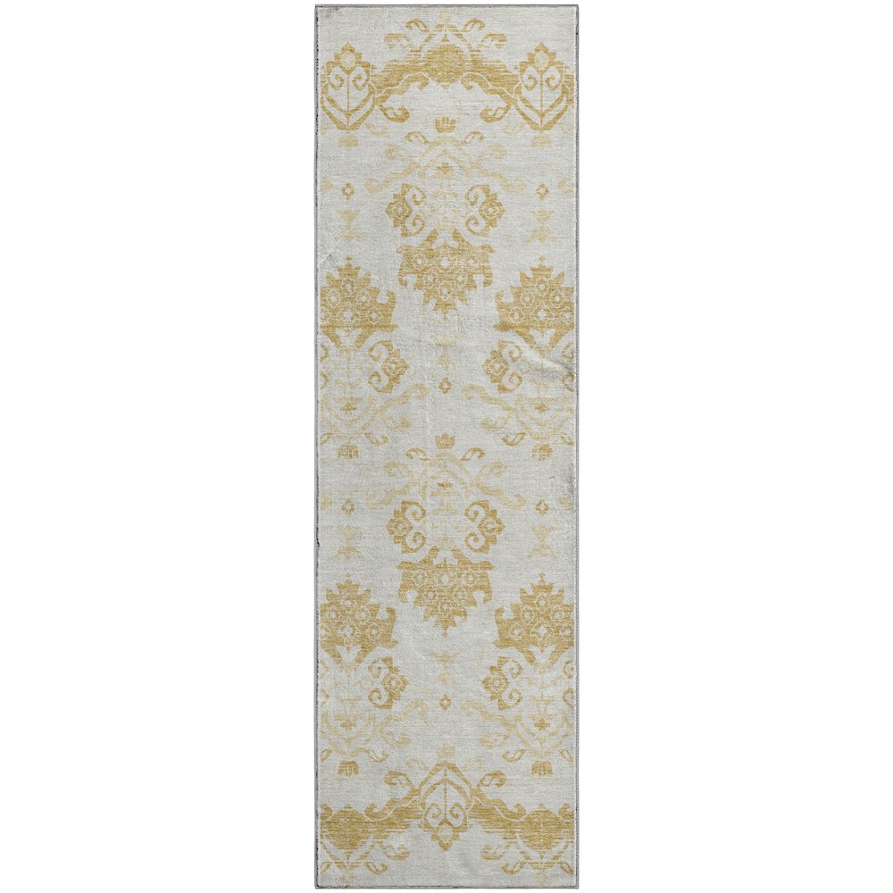 Premium Machine Washable Mayfield AMF759 Gold 2'3" x 7'6" Runner Rug. Picture 1