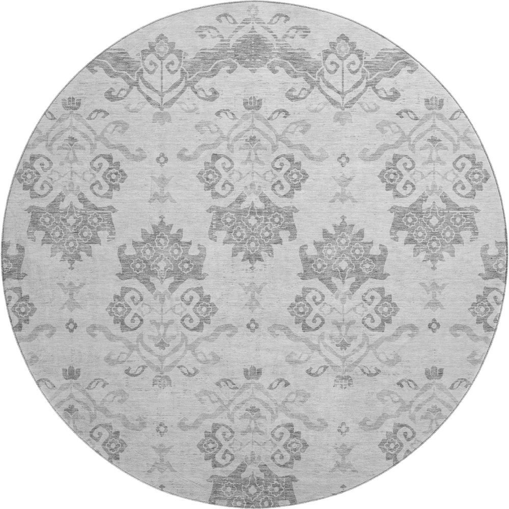 Premium Machine Washable Mayfield AMF759 Graphite 8' x 8' Round Rug. Picture 1