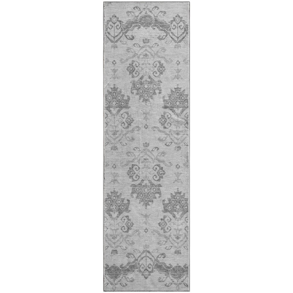 Premium Machine Washable Mayfield AMF759 Graphite 2'3" x 7'6" Runner Rug. Picture 1