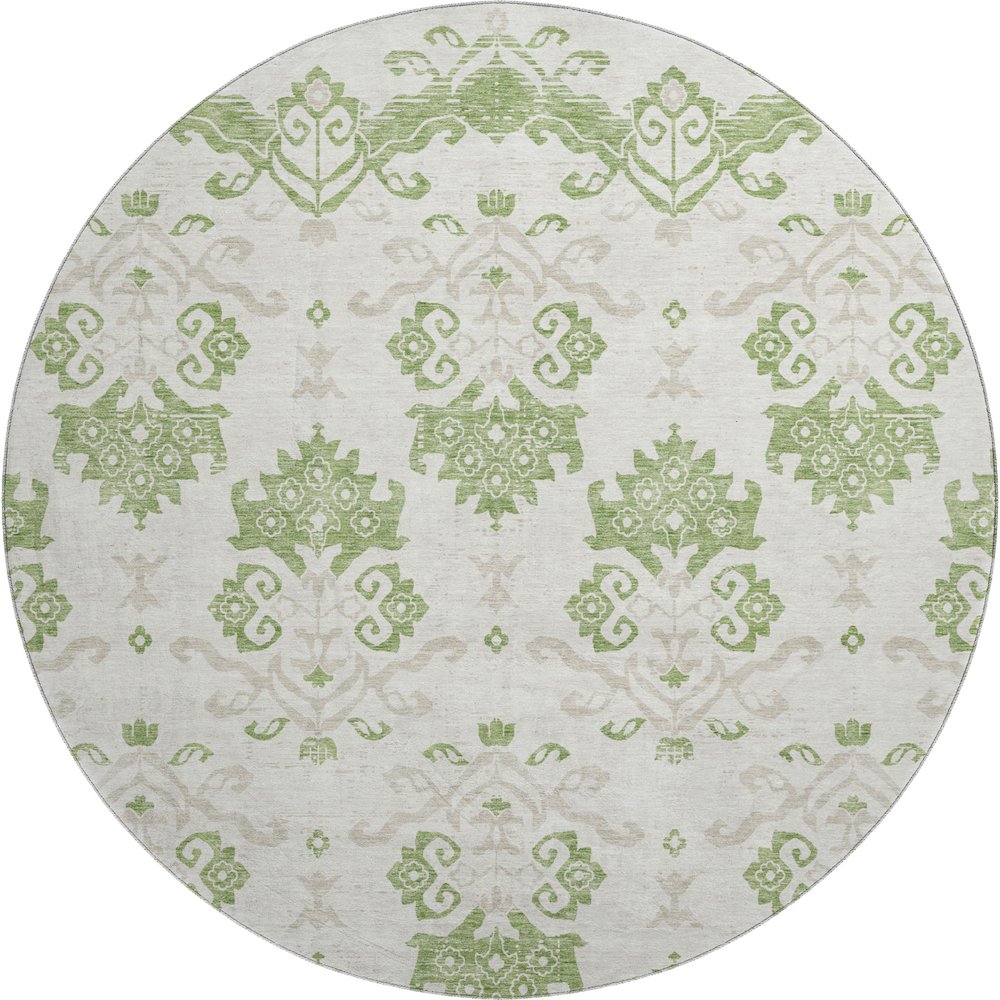 Premium Machine Washable Mayfield AMF759 Green 8' x 8' Round Rug. Picture 1