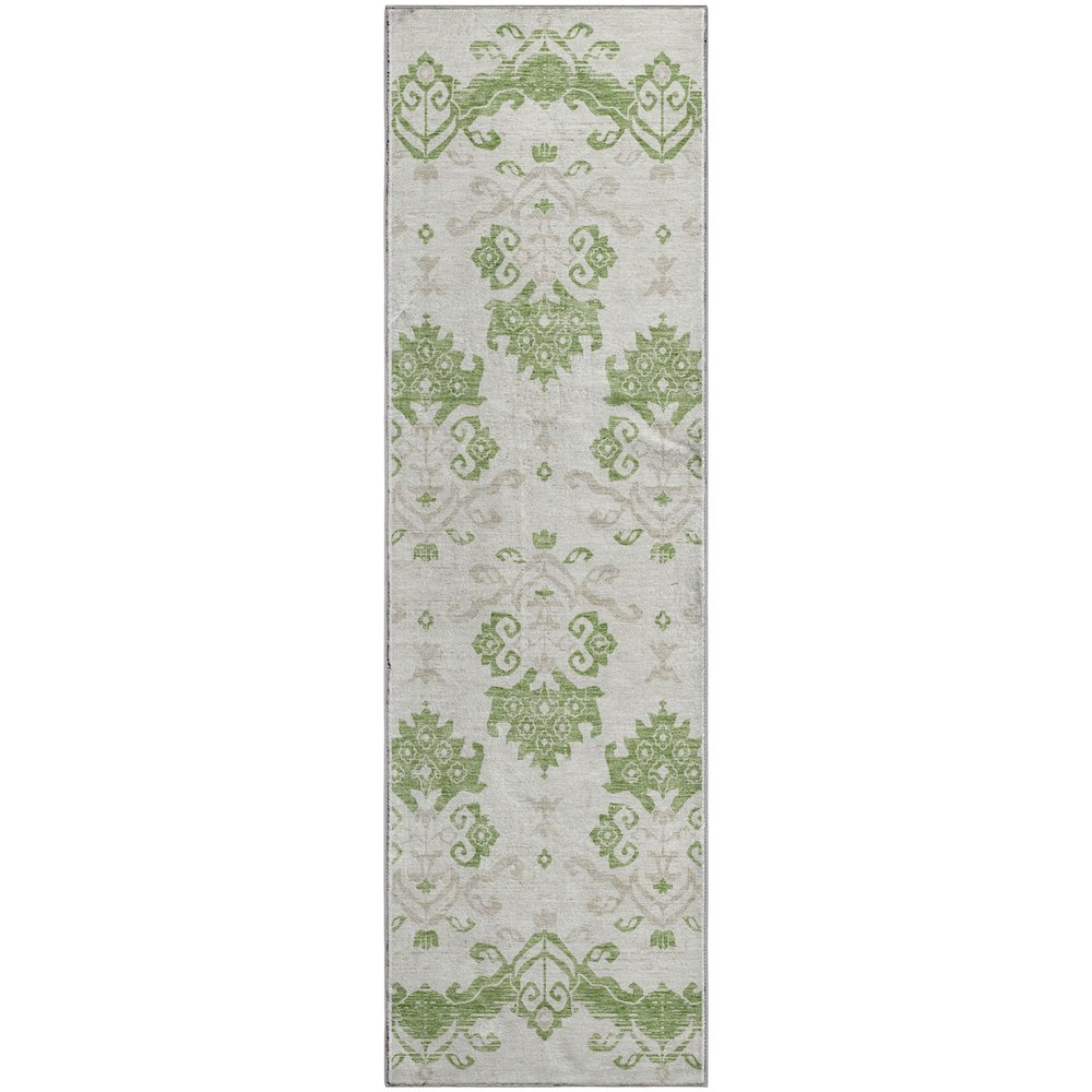 Premium Machine Washable Mayfield AMF759 Green 2'3" x 7'6" Runner Rug. Picture 1