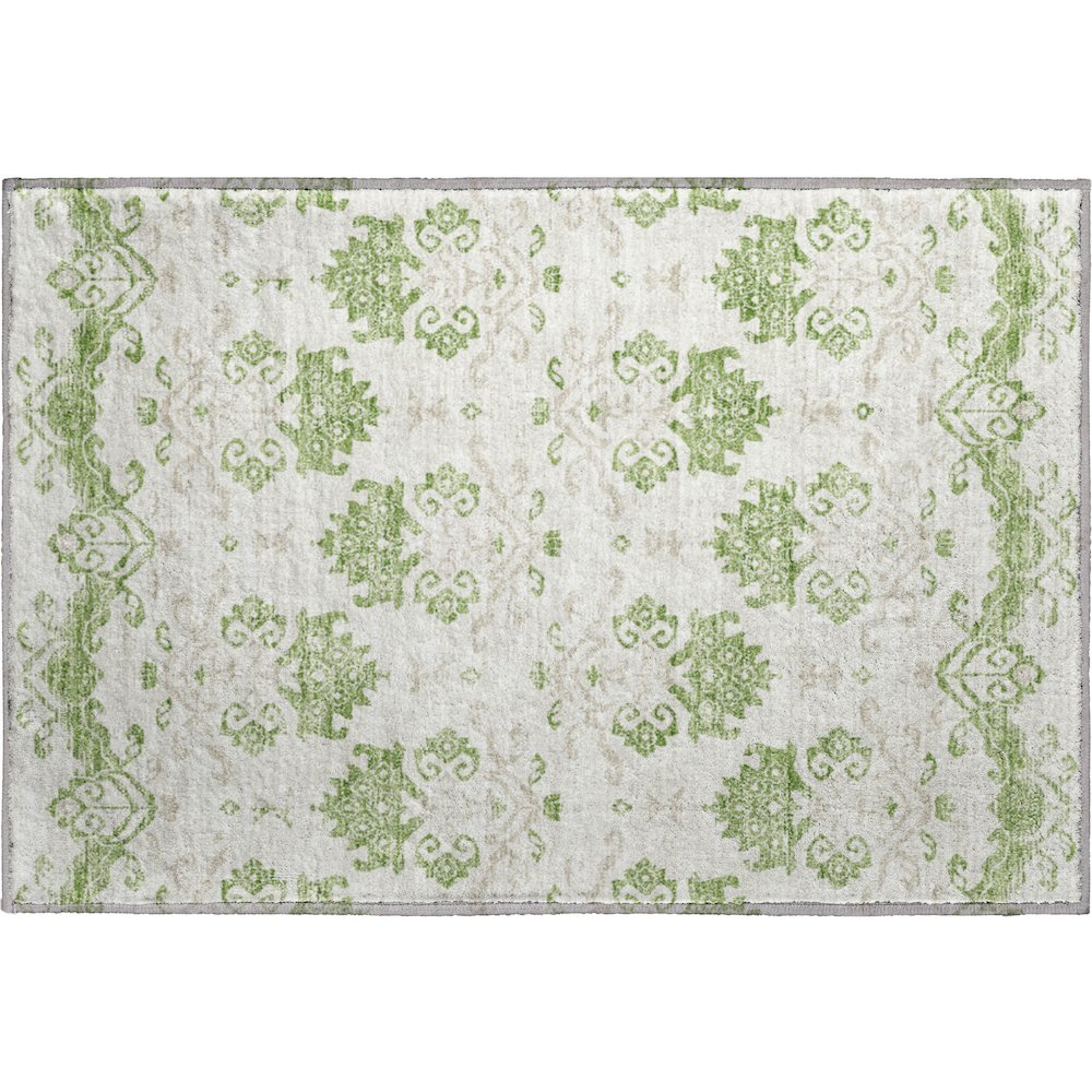 Premium Machine Washable Mayfield AMF759 Green 1'8" x 2'6" Rug. Picture 1