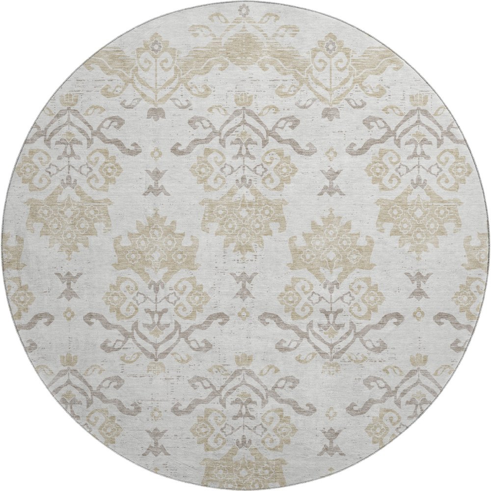 Premium Machine Washable Mayfield AMF759 Ivory 8' x 8' Round Rug. Picture 1