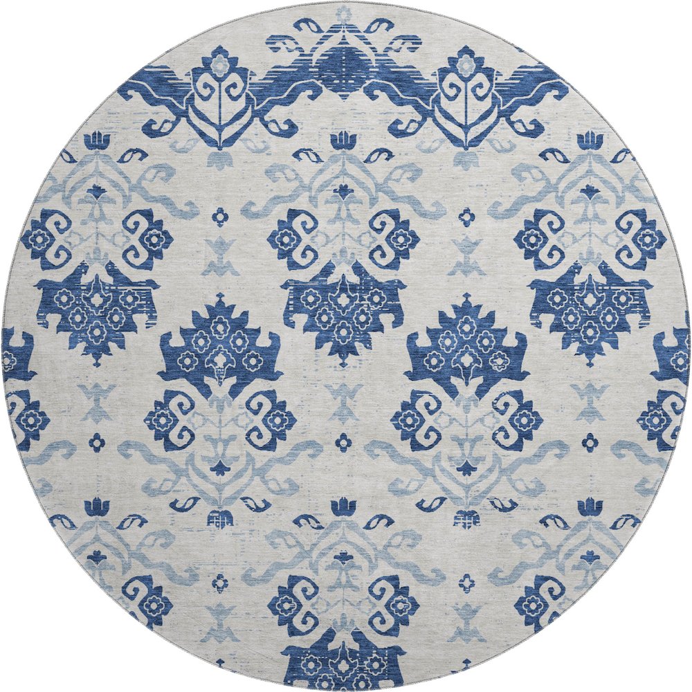 Premium Machine Washable Mayfield AMF759 Navy 8' x 8' Round Rug. Picture 1