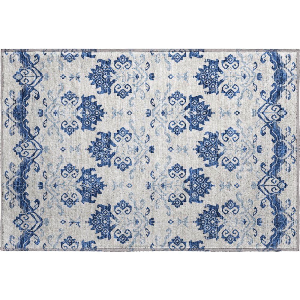 Premium Machine Washable Mayfield AMF759 Navy 1'8" x 2'6" Rug. Picture 1