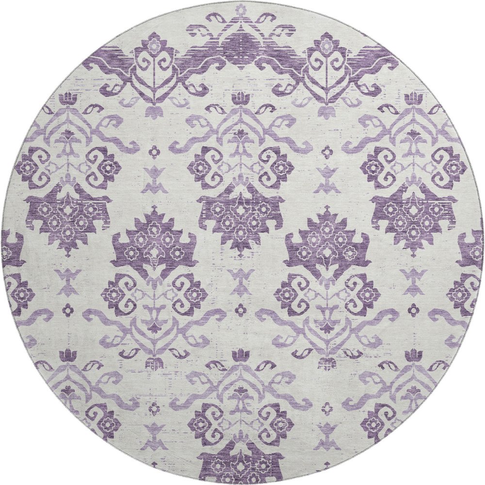 Premium Machine Washable Mayfield AMF759 Purple 8' x 8' Round Rug. Picture 1